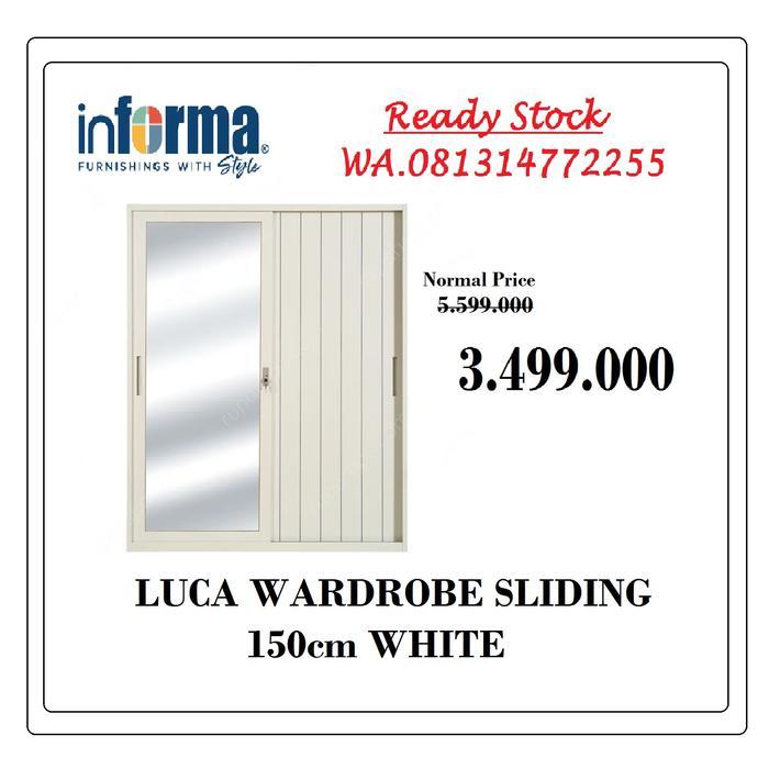 INFORMA Luca Lemari Pakaian Metal 2 Pintu Geser - Putih Wardrobe Furniture