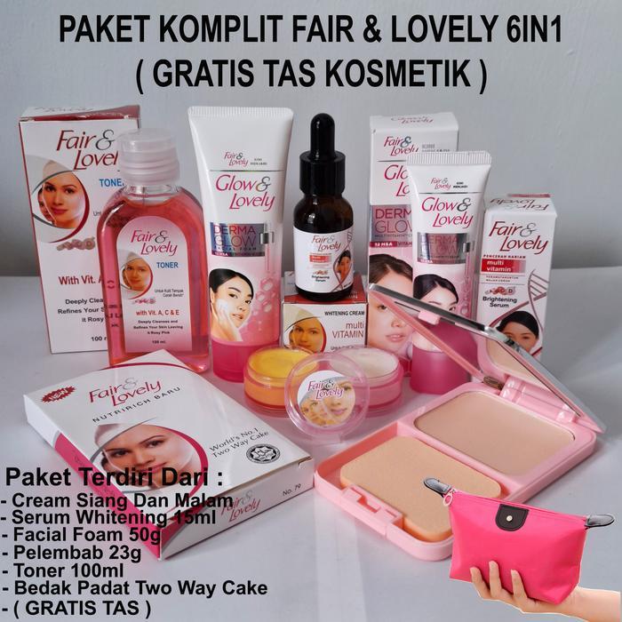 Fair And Lovely [ GRATIS TAS KOSMETIK ] 1 Paket Lengkap Glowing Asli 6 In 1 Fair And Lovely - Cream