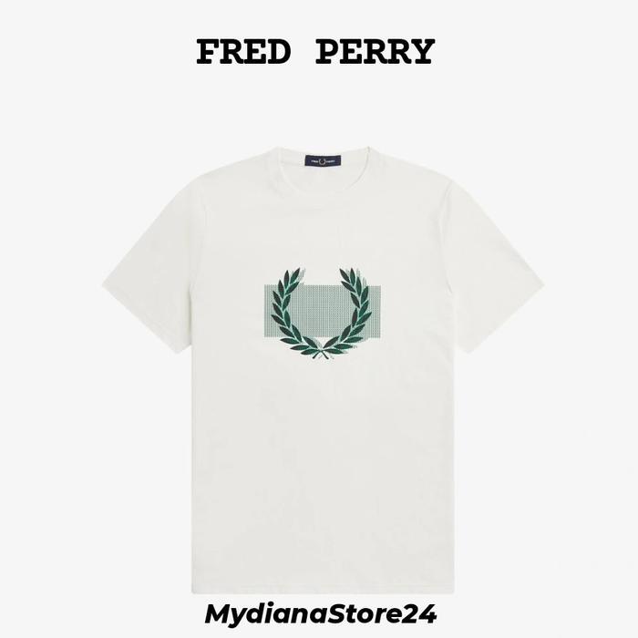 FRED FRED - FRED PERRY COL BLOC LAUREL WREATH T-SHIRT - SNOW WHITE