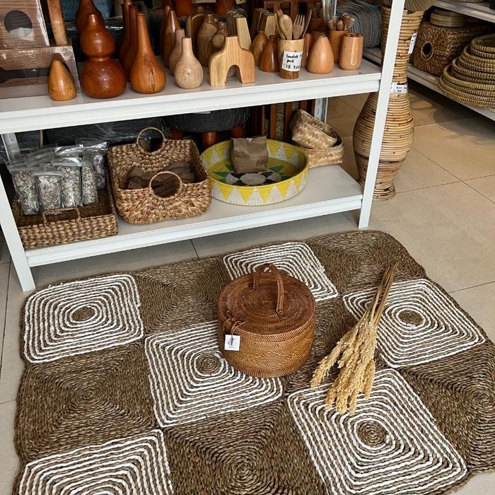 Karpet Mendong / Rug Mendong / Karpet Lantai / Tikar Anyaman Persegi