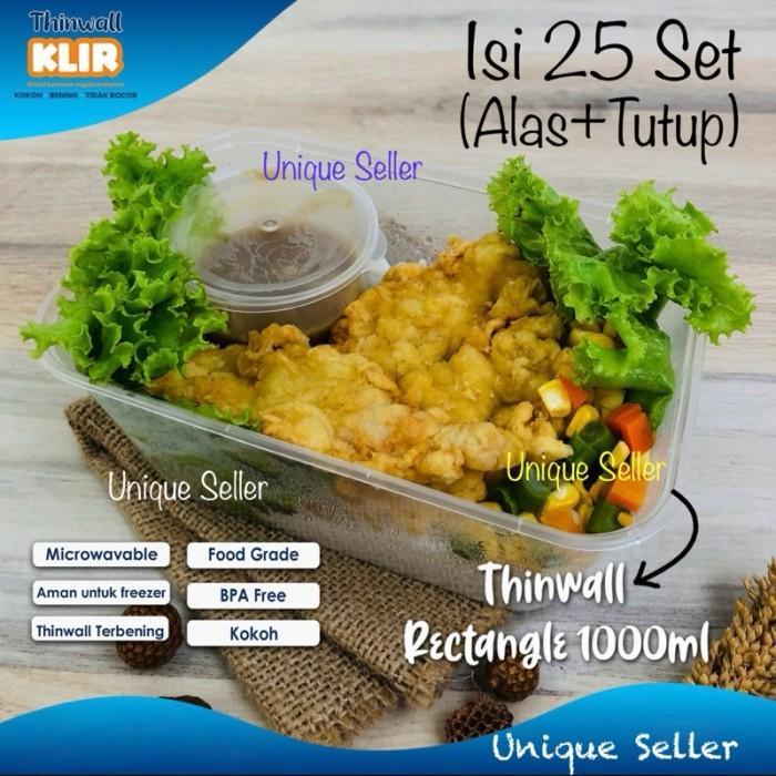 [Isi25] Thinwall Rectangle 1000 Ml Klir / Thinwall Thinwal Persegi Panjang 1000Ml Klir / Kotak Makan