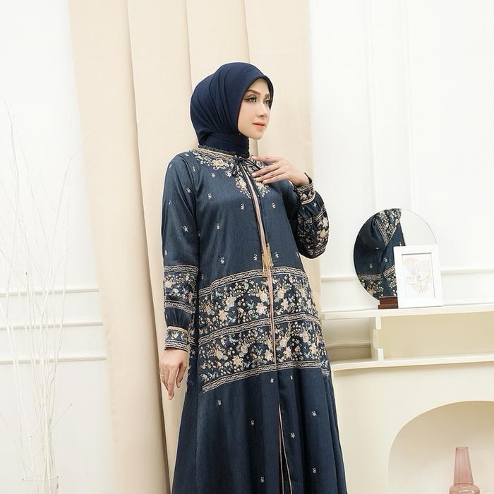 Rita Wd 323 / Gamis Bordir Arsena Silk / Gamis Lebaran Model Simple Cantik Mewah Dan Elegant