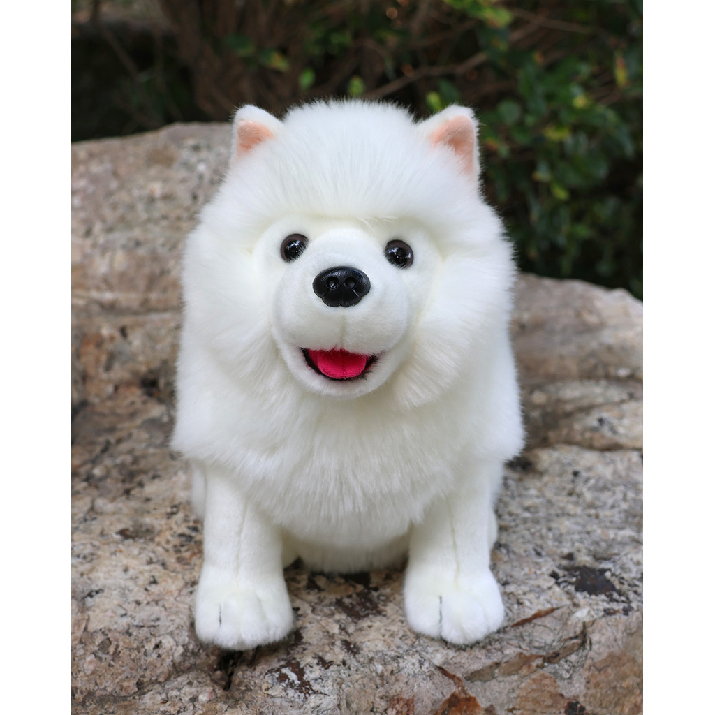 28cm Lifelike Samoyed Stuffed Toys Cute Realistic White Dog Plush Toy Puppy Plush Animals Toy