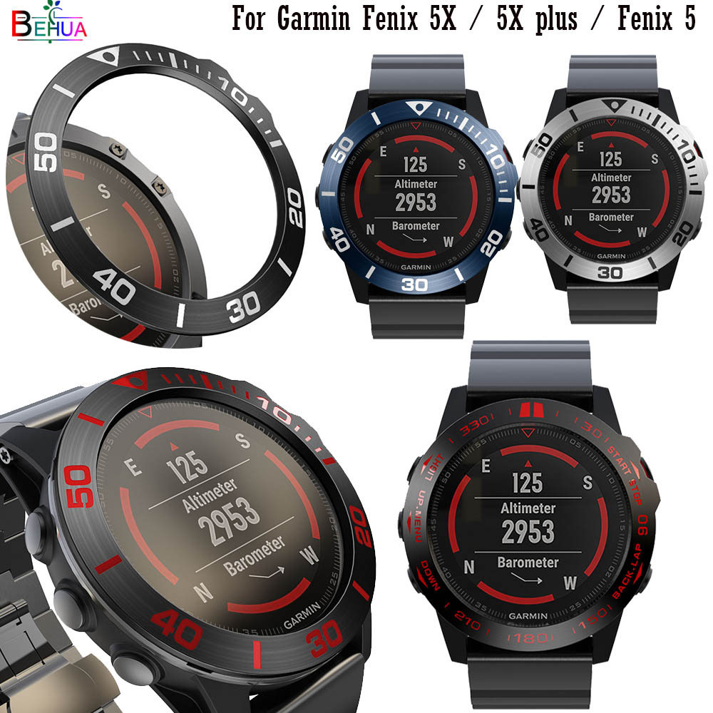 BEHUA Fashion Steel Smartwatch Case For Garmin Fenix 5X / 5X plus / Fenix 5 Dial Bezel Ring Styling