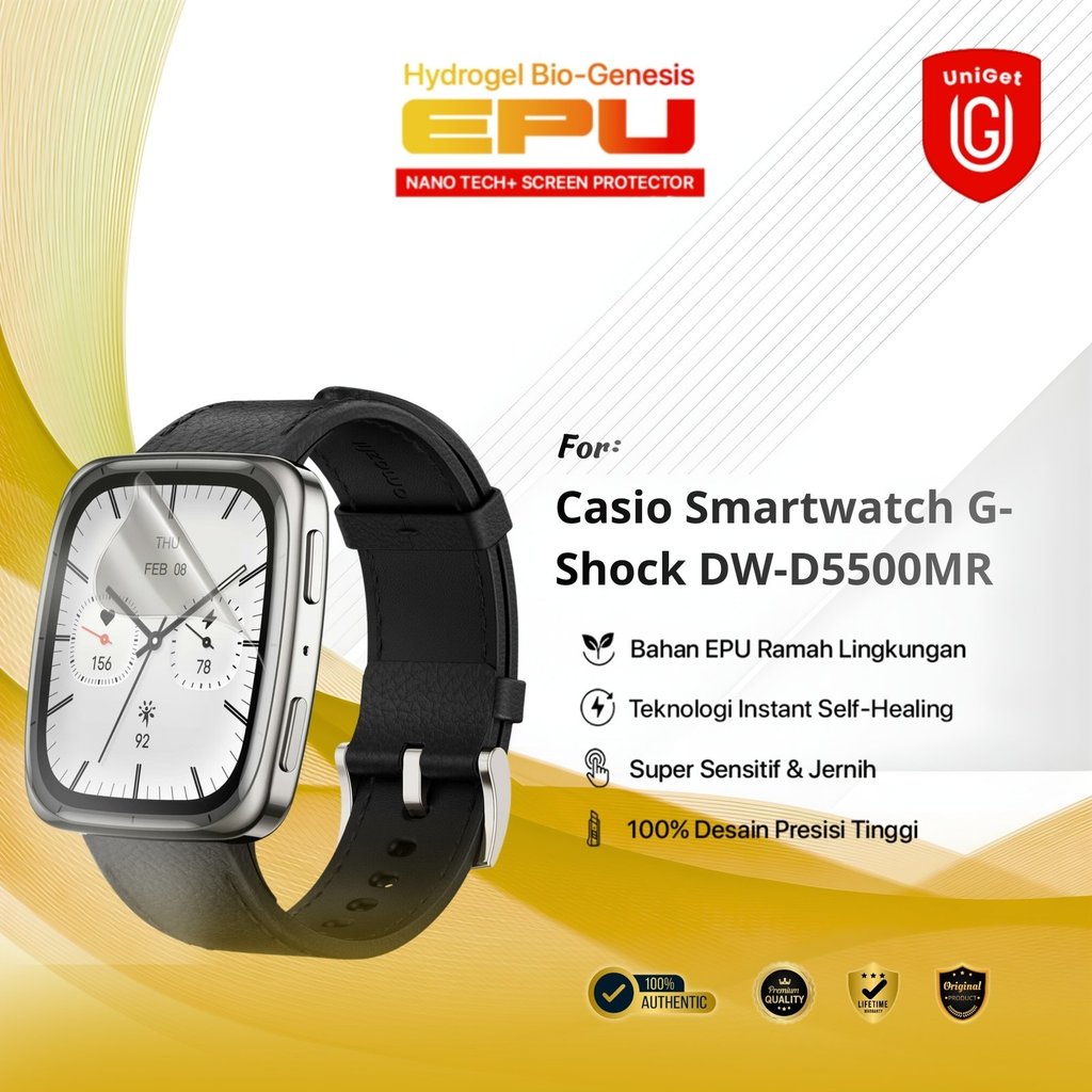 UniGet BIO-HYDRO EPU Hydrogel Screen Guard for Casio Smartwatch G-Shock DW-D5500MR Deluxe Protection