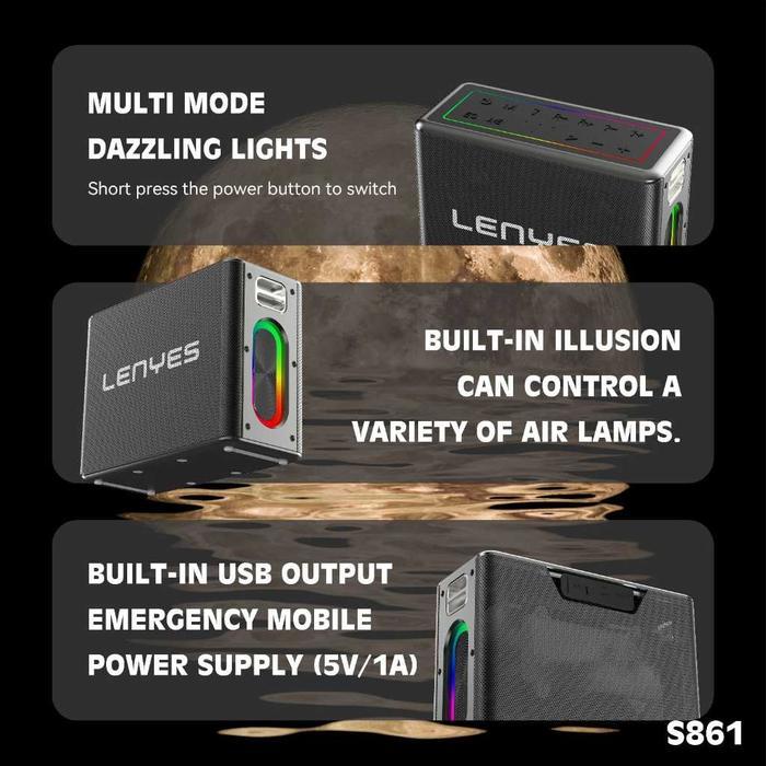 1511856 LENYES S861 SPEAKER KTV 150W RGB LED Light Wireless Speaker + Microphone Karaoke Bluetooth