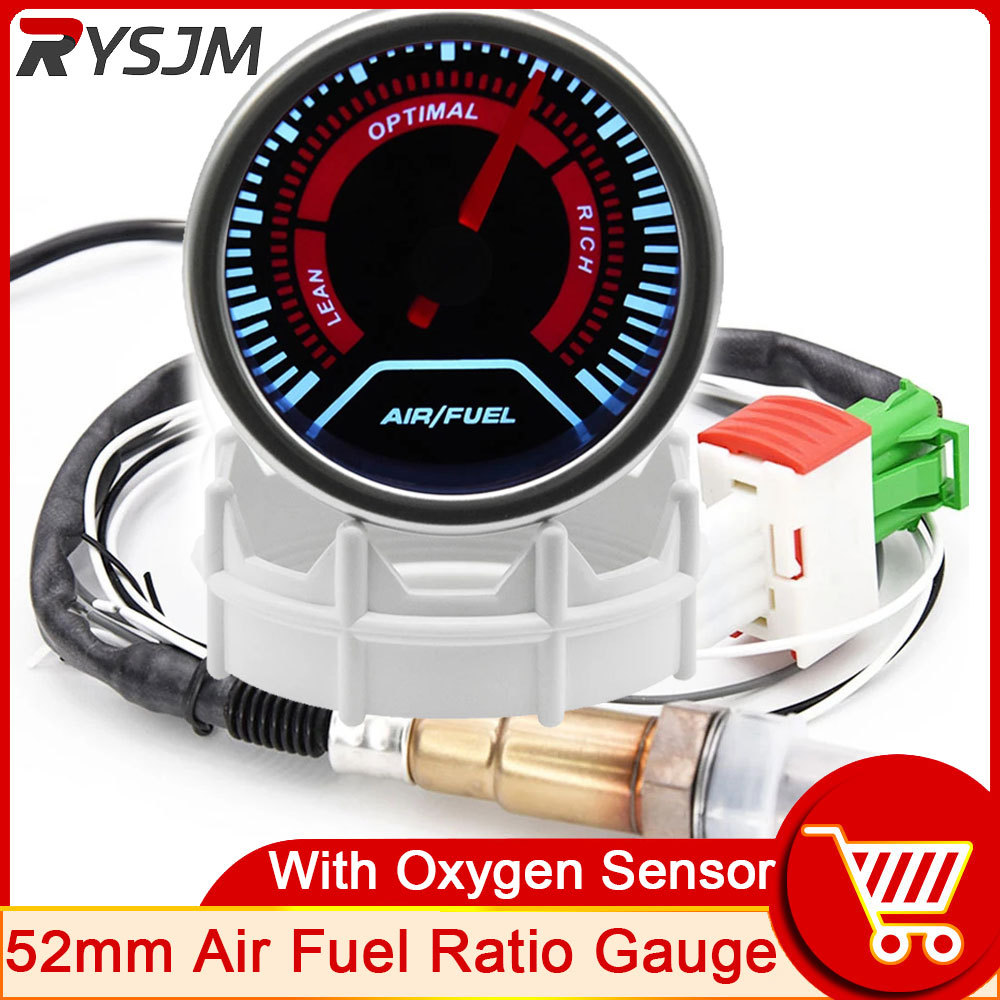 HD Air Fuel Ratio Gauge + Oxygen Sensor Narrowband Meter Auto Universal Indicator Car Oil Temperatur