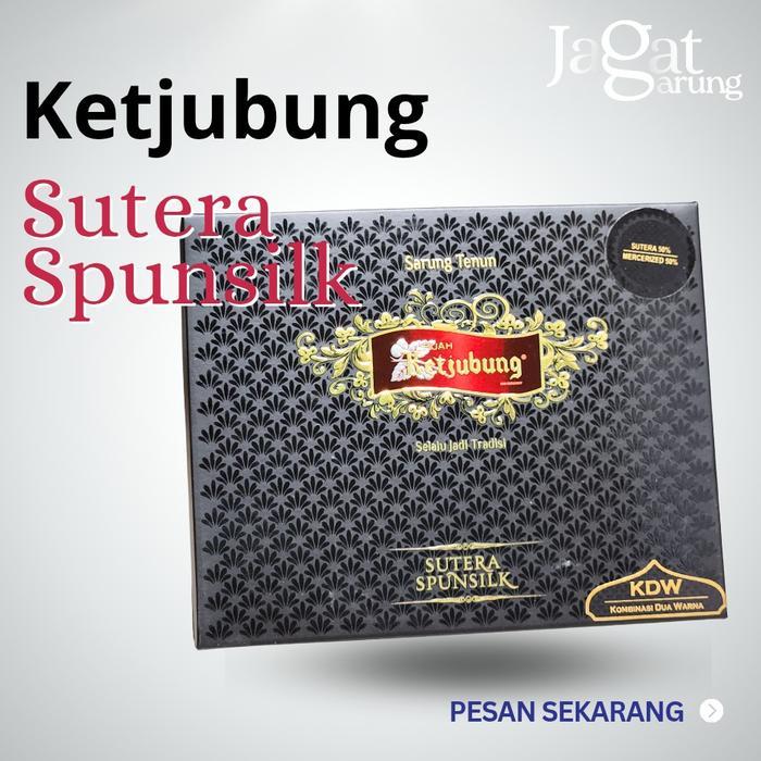 Premium Sarung Ketjubung Sutera Spunsilk GOLD Sudah Jahit Tengah dan di tenun dengan teknik ATBM