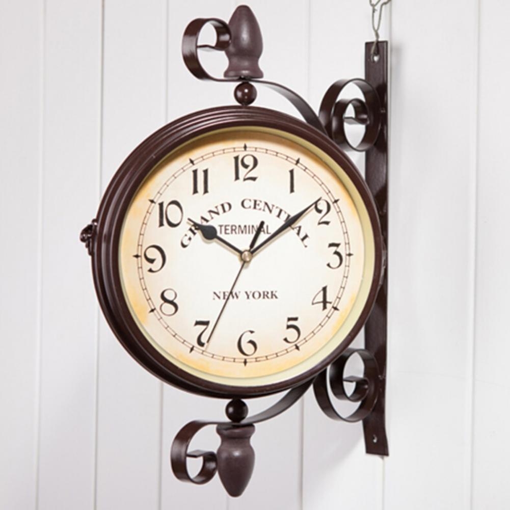Non-ticking Wall Clock Good Vintage Clock Double Sided Wall Clock Wrought Iron Decorative Clock