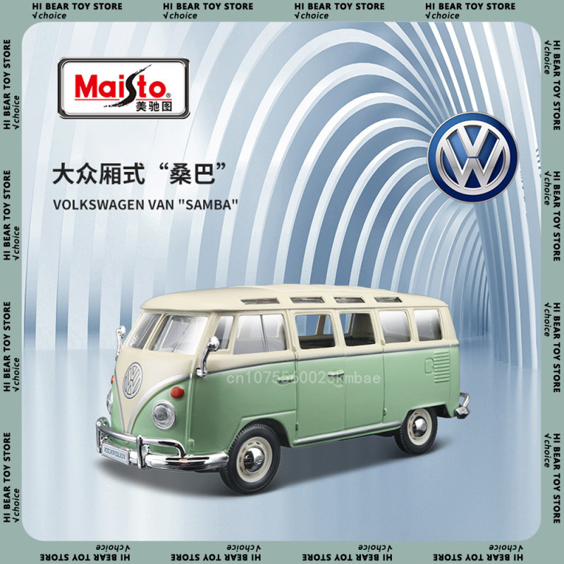 1:24 Maisto Volkswagen Van Model Car Samba Bus Alloy Luxury Vehicle Diecast Edition Toys Collection 