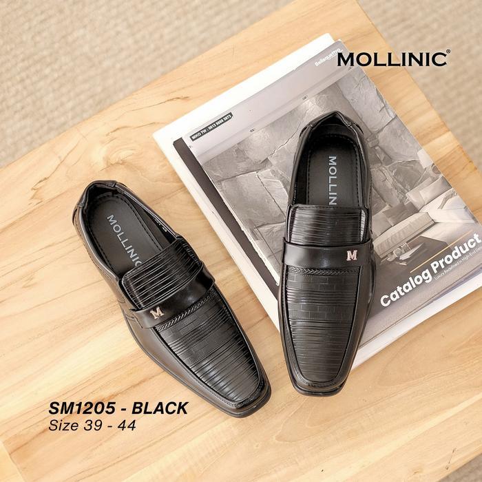 Aerostreet - Sm.1205 Sepatu Pantofel Pria Glossy Men Formal Shoes Black Kerja Fantofel