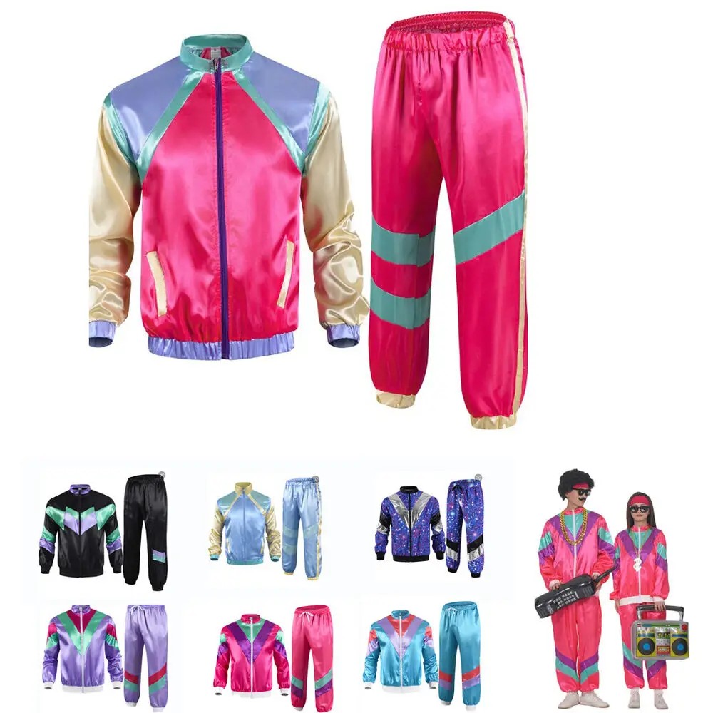 Mens 80S 90S Shell Suit Costume Sports Men Sports 80S 90S Fancy Dress Outfit Shell Suit Costume