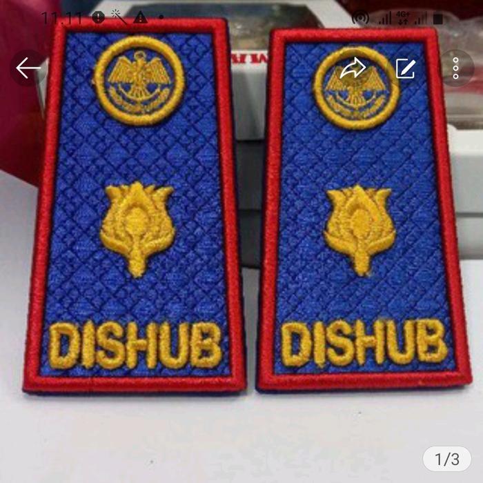 Pangkat Dishub 3D lis merah bordir timbul