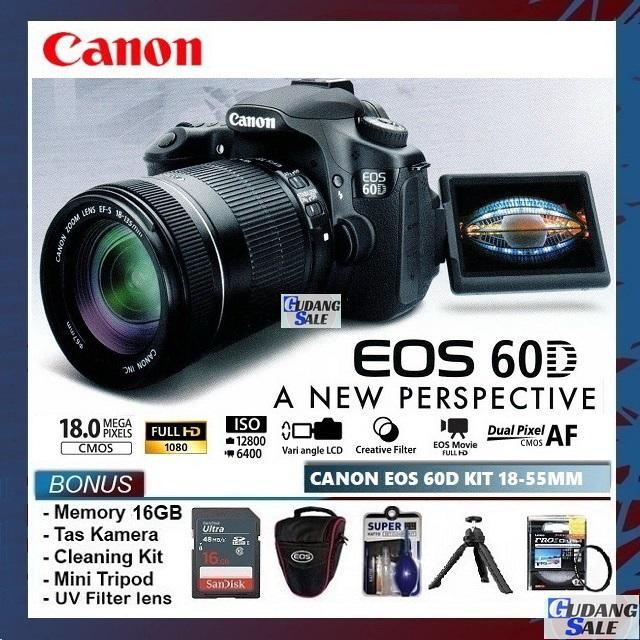 Baru [NEW] KAMERA CANON EOS 60D + LENSA KIT 18-55MM IS