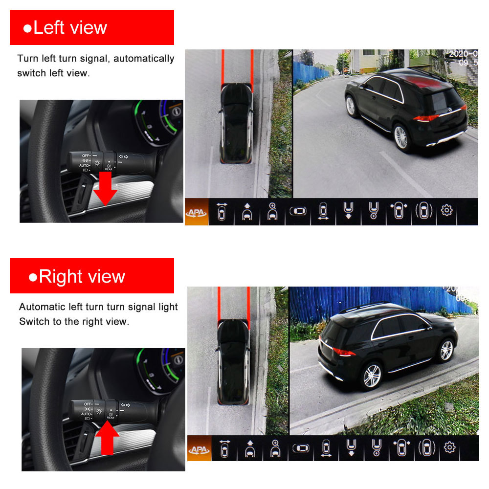 Smartour AI Car Camera 360 Degree Bird's Eye View System Parking Monitor HD 4K AHD 1080P Universal