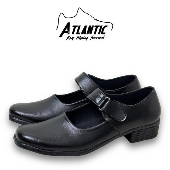 TERMURAH ATLANTIC Sepatu Pantofel Wanita Paskib Tanpa Hak Dan Hak Hitam Tali Shoes Kerja Cewek READY