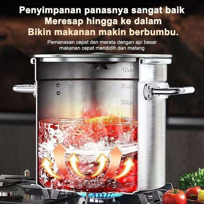 Lenodi Panci Dandang Ember Stainless Steel Tebal Extra/Panci Dandang Stainless/Panci Besar Tahan