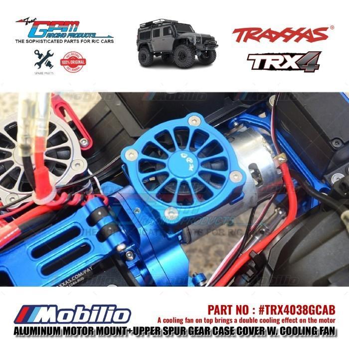 GPM PART #TRX4038GCAB ALUMINUM MOTOR MOUNT UPPER SPUR GEAR CASE COVER WITH COOLING FAN TRAXXAS TRX-4