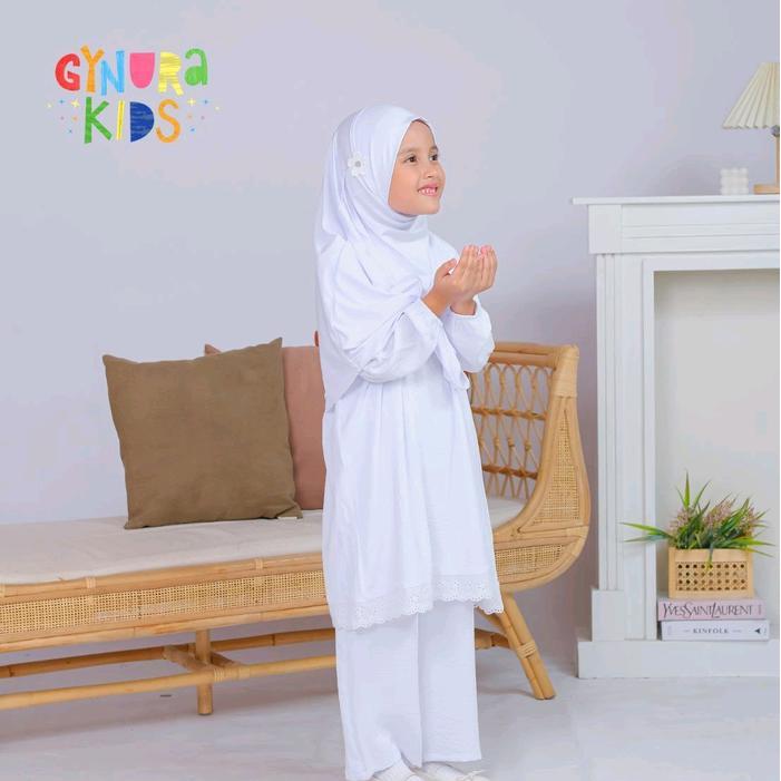 m3 Setelan putih anak perempuan baju manasik putih baju muslim setelan tunik putih anak by