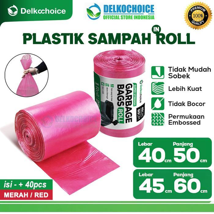 Kantong Plastik Sampah MERAH Red Magenta Trash Bag Warna Premium Virgin Plastic Tebal DELKOCHOICE