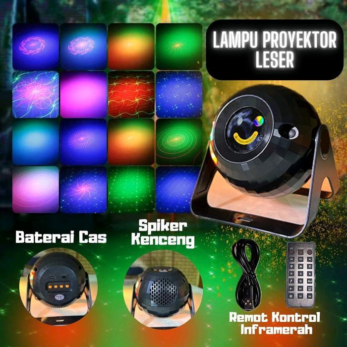 lampu proyektor laser warna warni /lampu disco laser /lampu speaker/lampu kamar lampu disco lampu