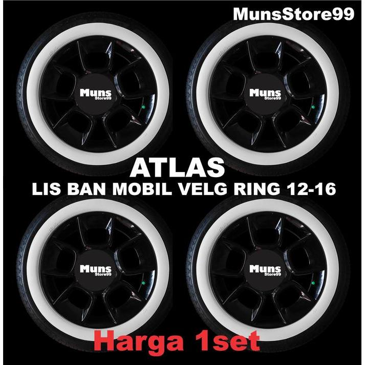 Lis Ban Mobil White Wall Ban Mobil Velg Ring 12-16 Putih Polos Atlas Car Original