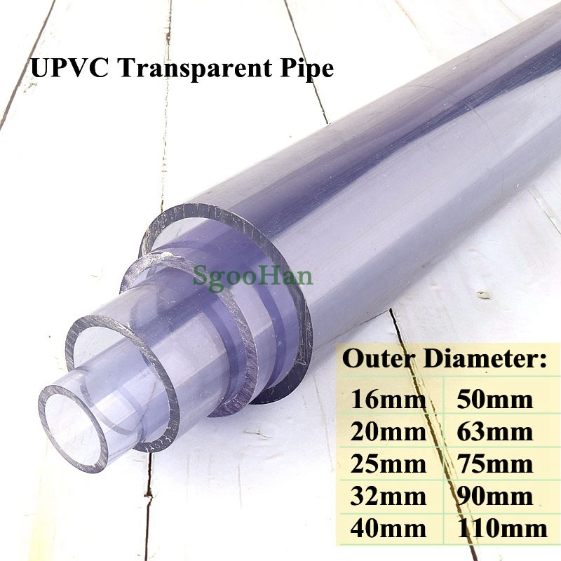 2 Buah Panjang 50Cm Diameter Luar 16 ~ 110Mm UPVC Pipa Transparan Akuarium Tangki Ikan Tabung Taman 