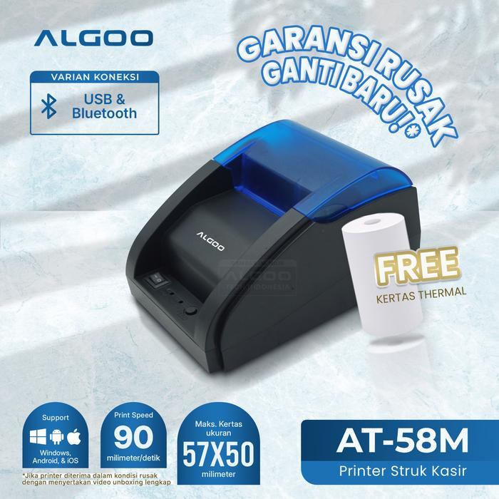 Premium Algoo Printer Thermal Bluetooth Cetak Struk Nota Original