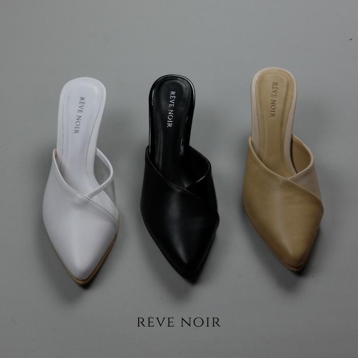 Reve Noir Ouvert Slip On Heels Wanita Shoes Sendal