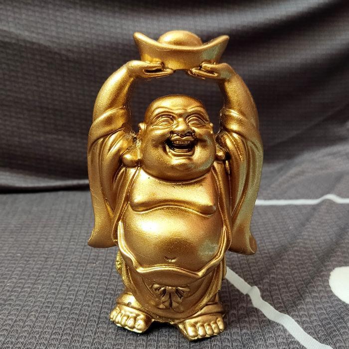 Patung Pajangan Buddha Budha Julai Julaihud Tertawa Tawa Gembira Emas