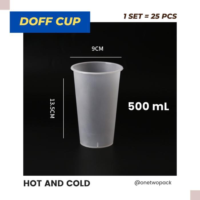 [25 Pcs] Gelas Plastik 500Ml Cup Pp Injection Cup Bahan Doff 16Oz Milk Tea Cup