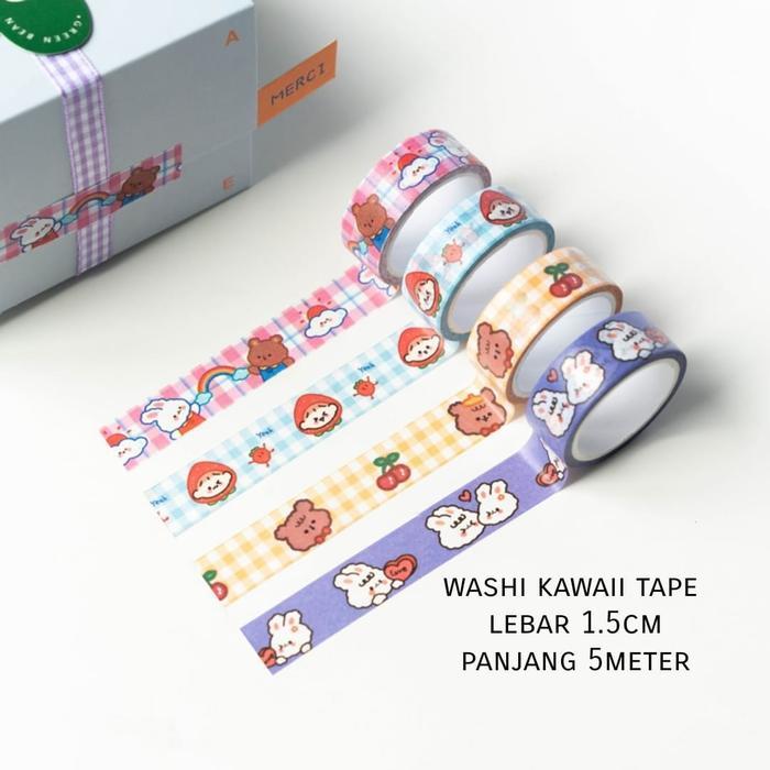 Cute Washi Tape Masking WASHI TAPE Bujo Diy Scrapbook Journal KAWAII LUCU 3M