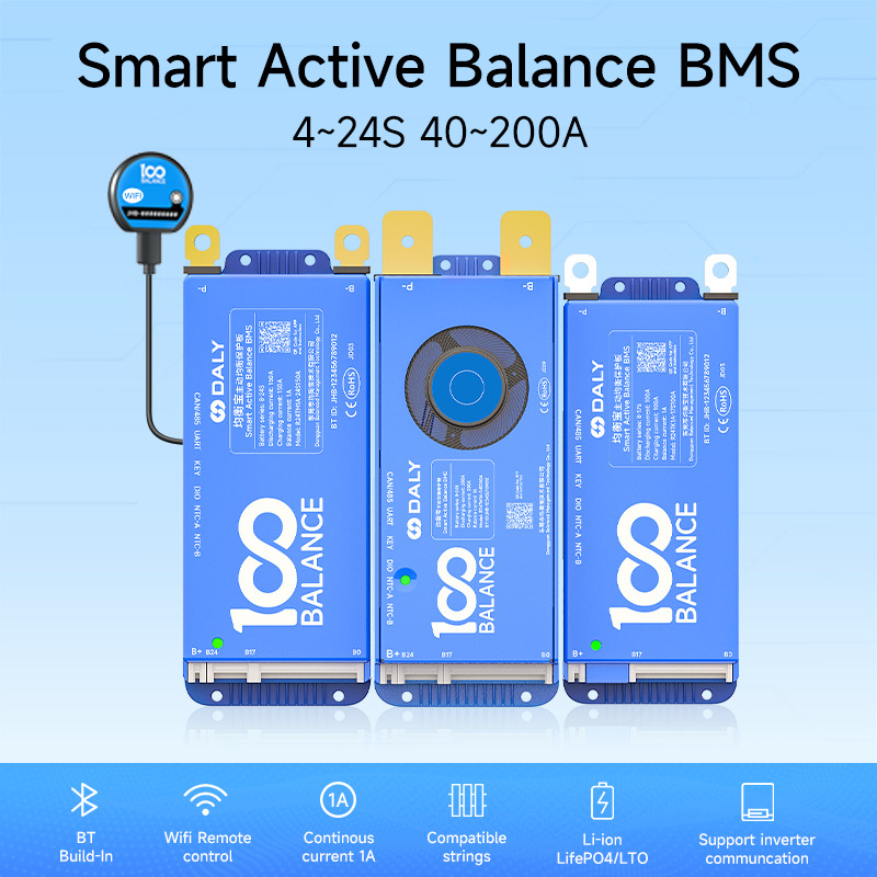 PROMO   Daly BMS Smart bms  wifi bms Active balance bms 16s bluetooth 4S 8S 40A 60A 80A100A 150A Lif