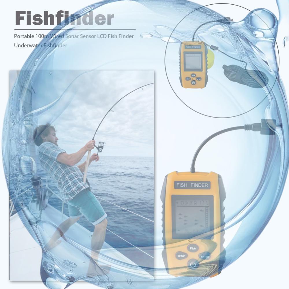 Portable LCD Wired Sonar Sensor Fish Finder Depth Locator Underwater Fishfinder