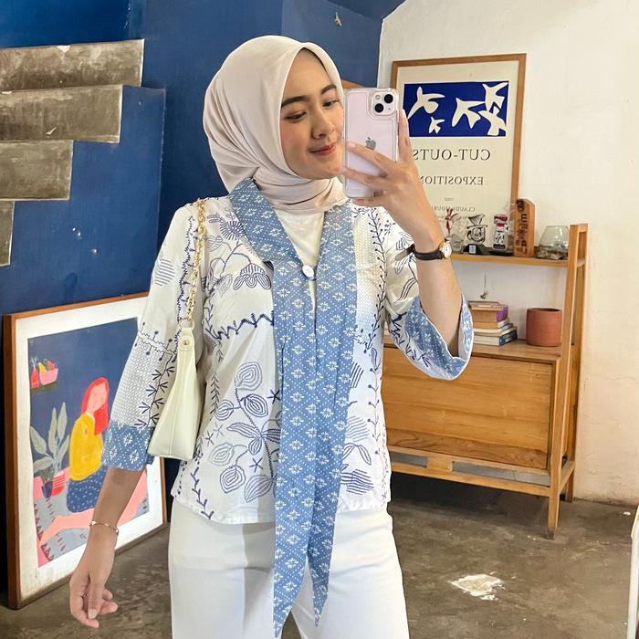 READY Blouse Outer Batik COD Kancing 1 untuk Kondangan dan Kerja Baju Katun Pendek Panjang Casual