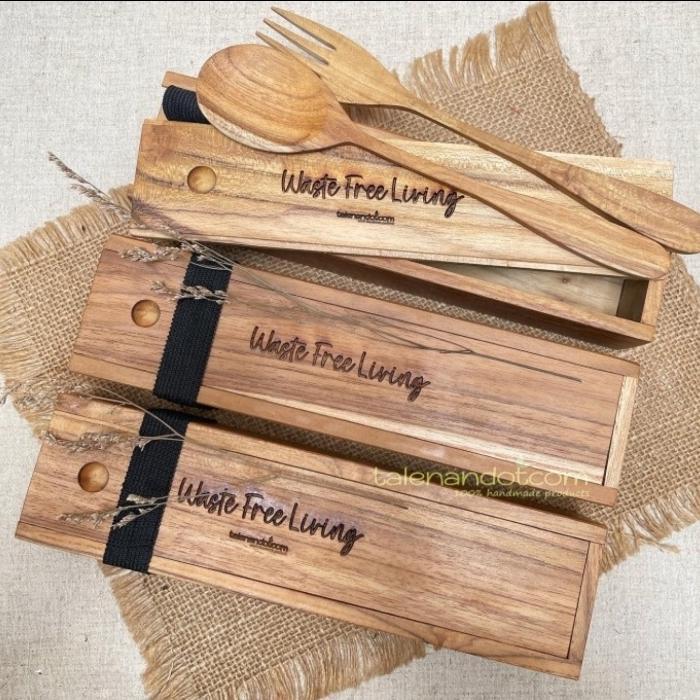 CUTLERY SET KAYU JATI / Sendok Garpu Set