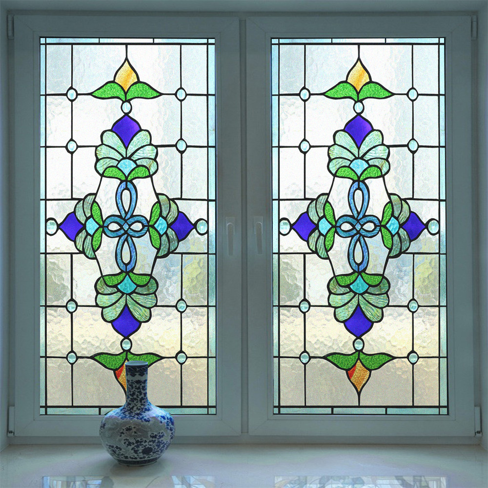 Tiffany Style Privacy Glass Film Sun Blocking Anti UV Glass Window Film Sliding Door Static