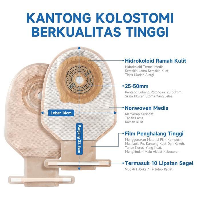 Ready 10pcs Kantong Stoma Bayi/Anak Colostomy Bag Drainable Kantong Kolostomi Tutup Terlipat 20-50mm