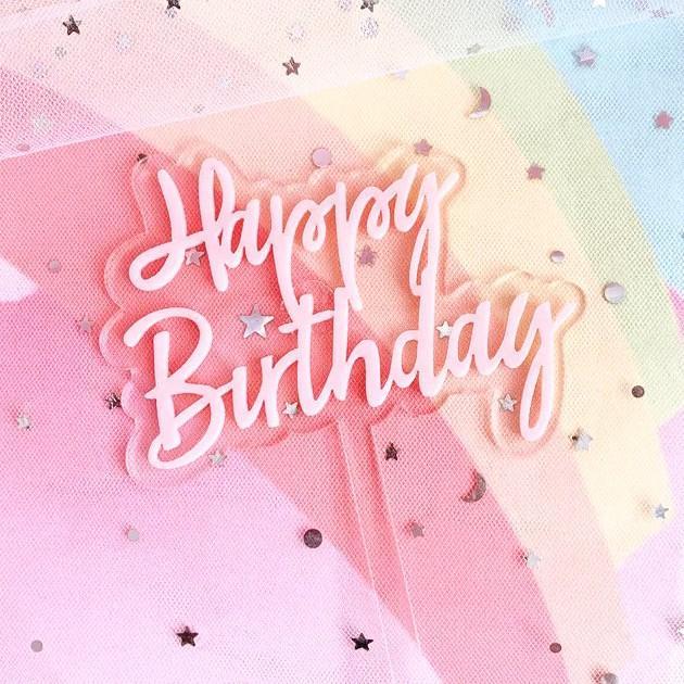 Happy Birthday HB 02 Pink Cake Topper Tusukan Kue Ulang Tahun