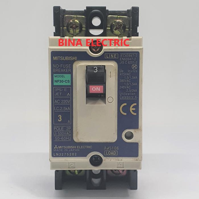 Mccb Mitsubishi Nf30-Cs 2P 3A 220V 2.5Ka / Nfb Mitsubishi Nf30-Cs 3A
