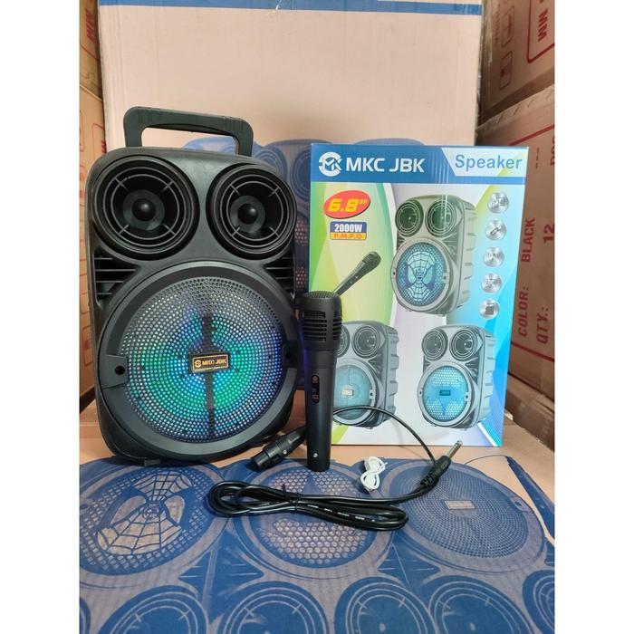 Speaker Bluetooth Mkc Jbk-3381 Mic 6,5Inci/Salon Aktif Portable Radio Fm/Speaker Wireless Led