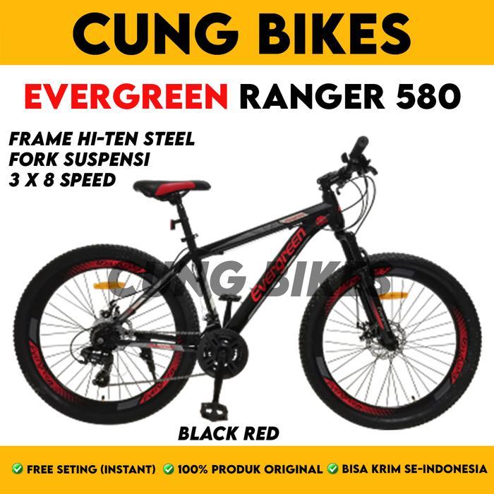 Sepeda gunung MTB 26 Inch Evergreen 580 Velg Tinggi Double disc brake
