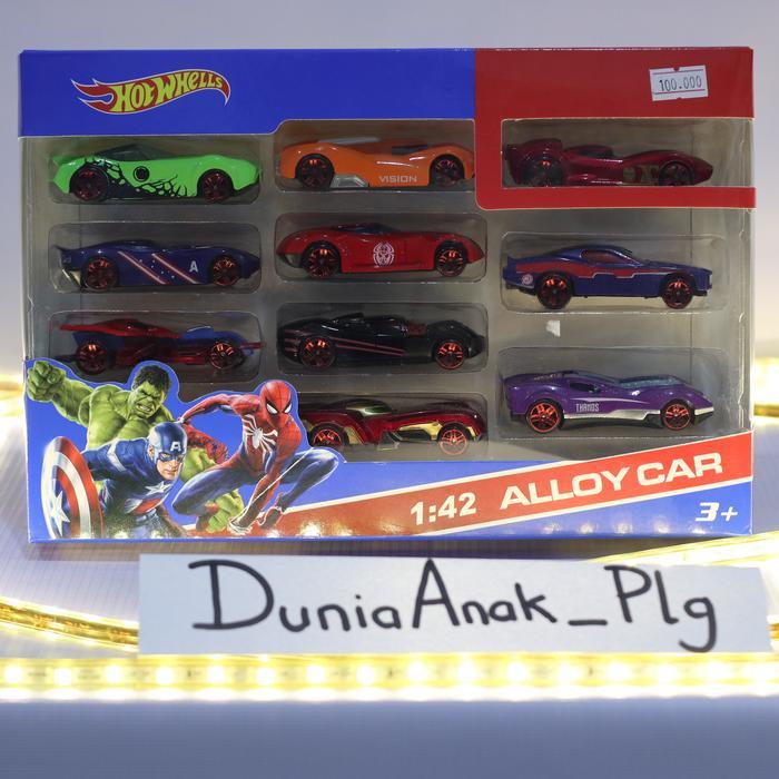 MAINAN DIECAST MOBIL HOT WHEELS KARAKTER AVENGERS ISI 10 PCS