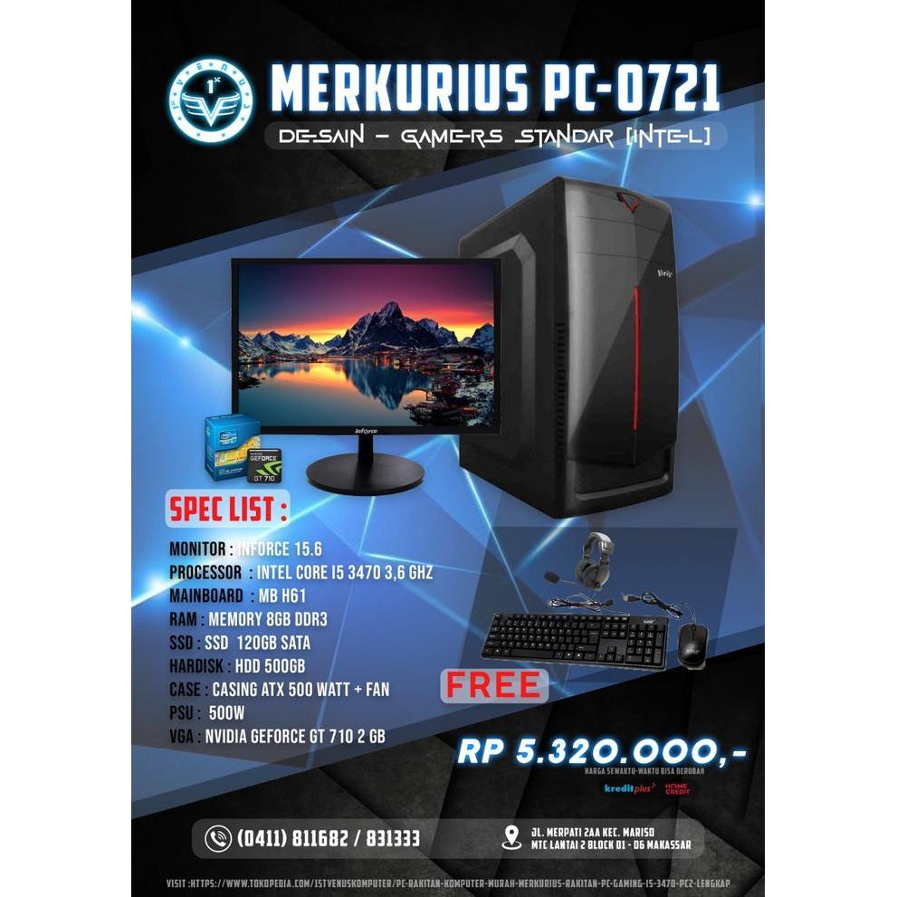 PAKET RAKITAN KOMPUTER MERKURIUS/ RAKITAN PC GAMING I5 3470 16"/ RKT17
