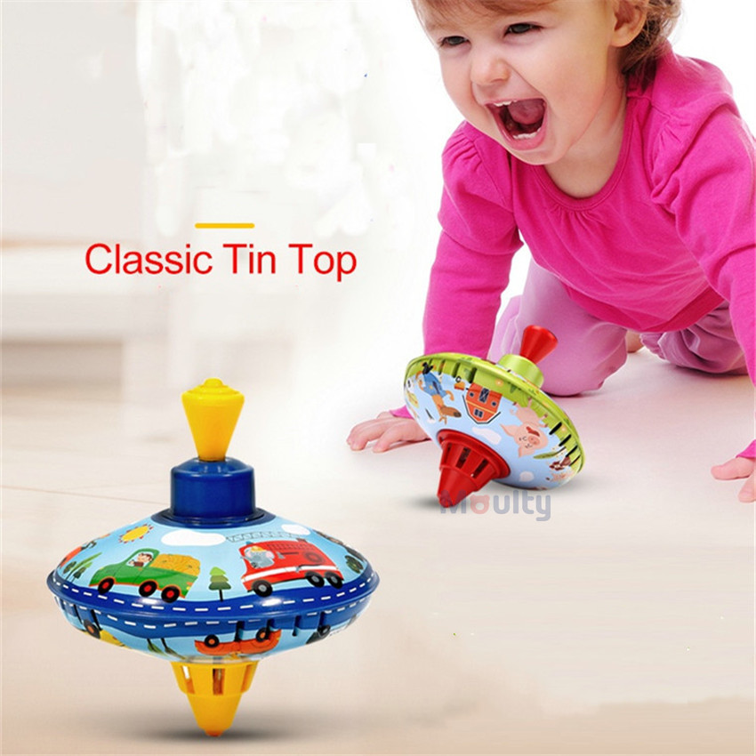 Moulty Classic Spinning Tin Top Toy Children Educational Toy Interactiv For Children Toy Gift For