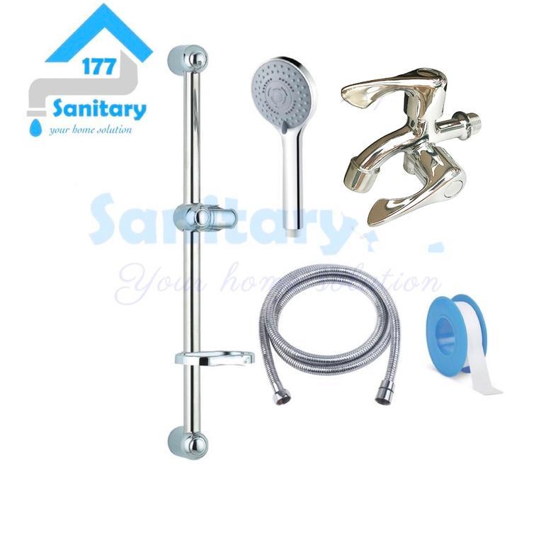 Toto Sanitary - Sanitary Paket Shower Tiang 5In1 T8110 & Kran Cabang 6031 Selang Stainless 150Cm Air
