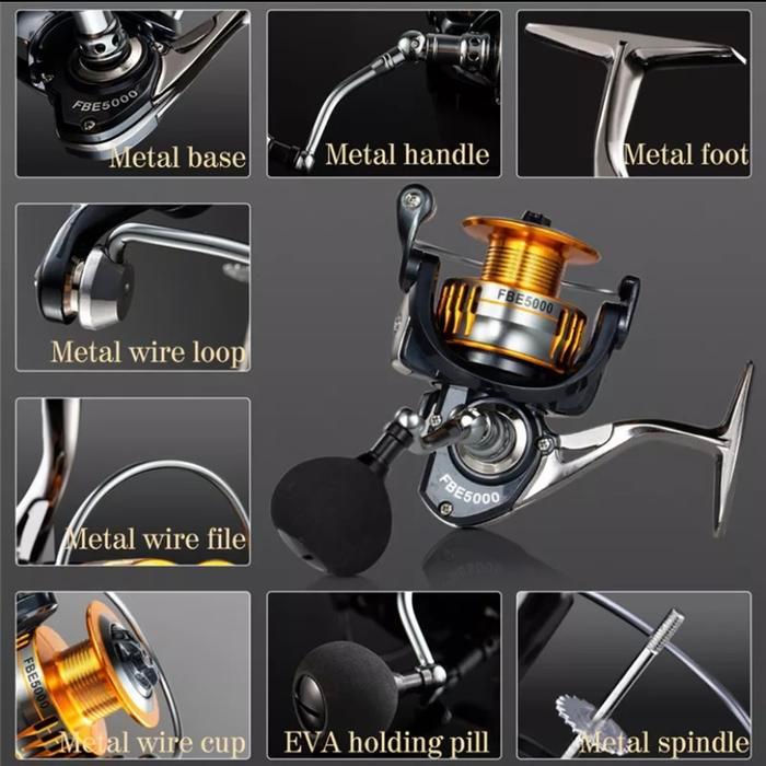 Reel Spinning 17+1Bb Fbe 2000-7000 Spool Metal Drag 8-10 Kg One Way Populer
