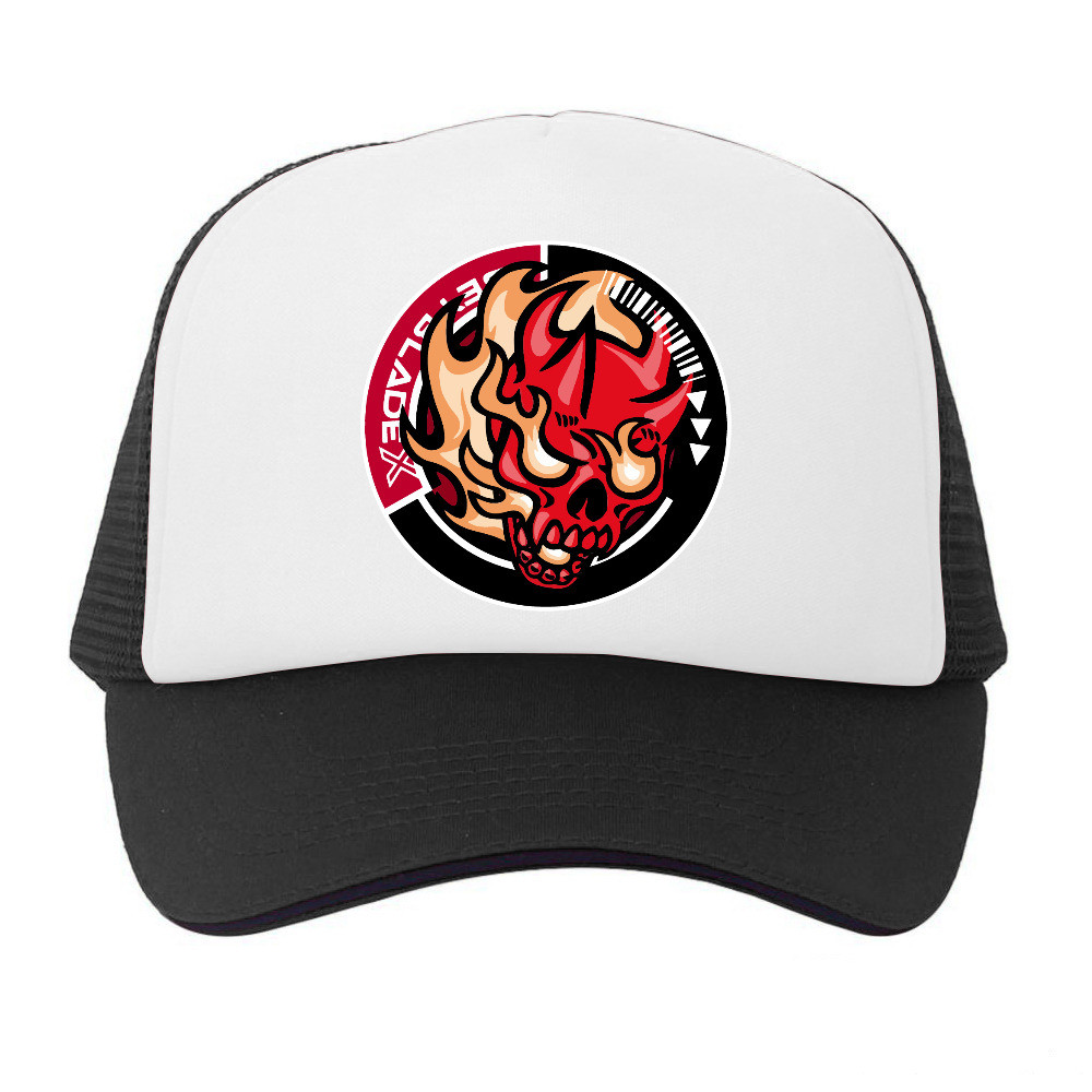 Topi Trucker Anime Beyblade X Gear Chip logo Hells Scythe