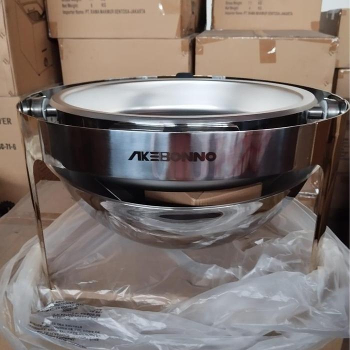 Akebonno -Chafing Dish Round Roll Gold/Tempat Penghangat Makan Prasmanan/Restoran Bulat Stainless