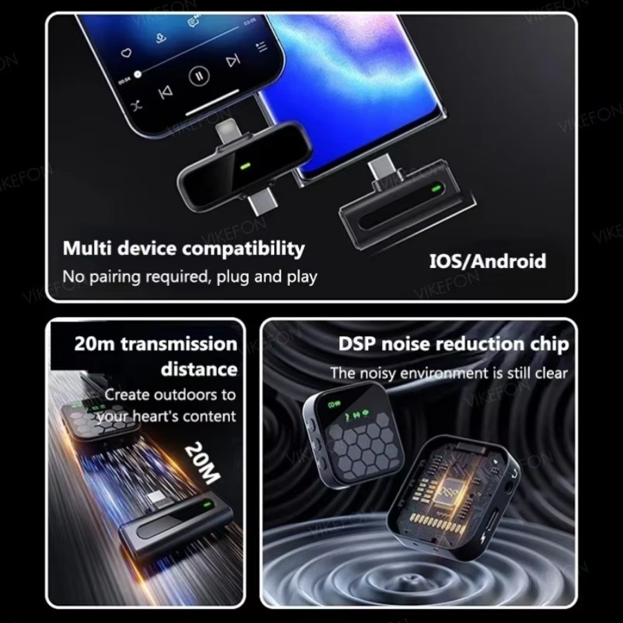 Microphone Wireless Lavalier Microphone For Live Streaming/Youtube/Tiktok/Facebook Live Noise